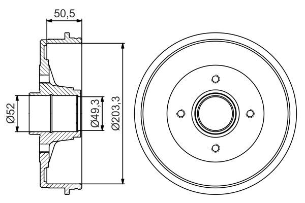 BOSCH 0986477196 Arka Fren Kampanasi Nissan Mira K12 03> Note 06> 203.3 / 51 Mm