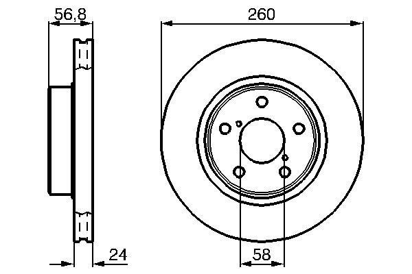 BOSCH 0986478293 Ön Fren Diski Hava Kanalli Subaru Impreza 1.5l El15 Gd Gh 07-12 / 1.6l Ej16 Gc Gd 98-09 260 Çap X 5 Bijon - Adet Disk Fiyatıdır
