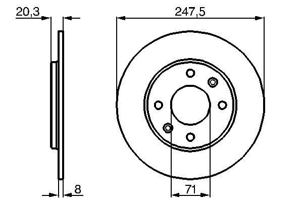 BOSCH 0986478371 Arka Fren Aynasi Peugeot P205 86>98 P309 85>93 Dolu 247x71x4dl