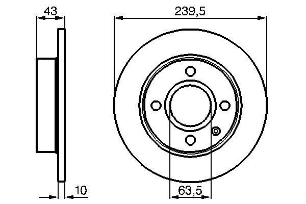 BOSCH 0986478501 Ön Fren Disk Ayna Duz Escort V 90>92/Escort Vi 92>96/Fiesta Iii 89>97/Orion Iii 90>96 239.45mm
