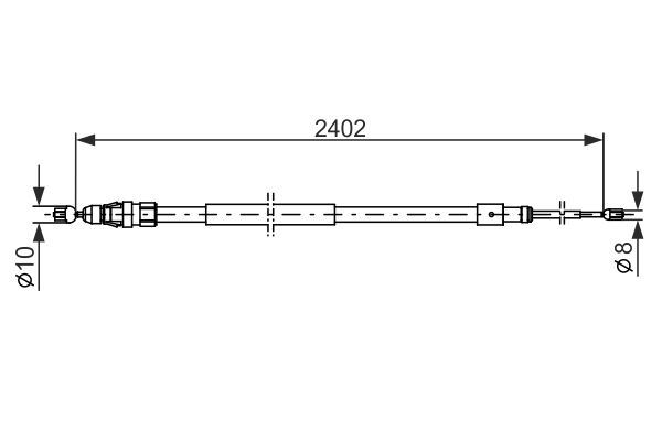 BOSCH 1987482276 El Fren Teli Arka Sağ/Sol Peugeot Partner 08> Citroen Berlingo 08> 2402mm