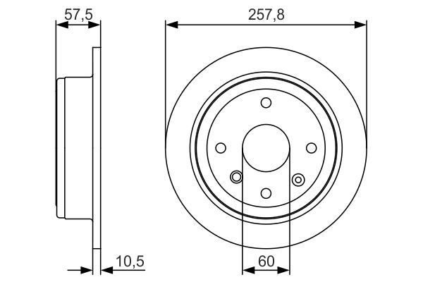 BOSCH 0986479S08 Arka Fren Diski Aveo 05>13 Lacetti 2005 > Nubira 2005 > Optra 2003-2008 257x10.5x60x4dl Dolu