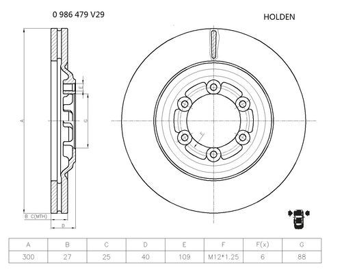 BOSCH 0986479V29 Ön Fren Diski Hava Kanalli Isuzu D-Max 2.5l 4ja1-Tc Euro5 4x2 4x4 Tfr86 Tfs86 12-> 1.9l Rz4e-Tc Eu Ro6 Tfr87 Tfs87 18-> 300 Çap X 6 Bijon - Adet Disk Fiyatıdır
