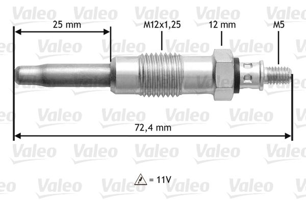 VALEO 345100 Kizdirma Bujisi 11v Partner-Berlingo-P205-P206-P306-P405-P406-P605-P806-Expert-Jumpyxantia-Xsara-Zx 1.8-1.9 Xud7-Xud9 Boxer-Jumper-Ducato 1.9 Astra G-Omega B-Frontera A 1.7 Vitara-Clio I-Doblo-J9-Mast