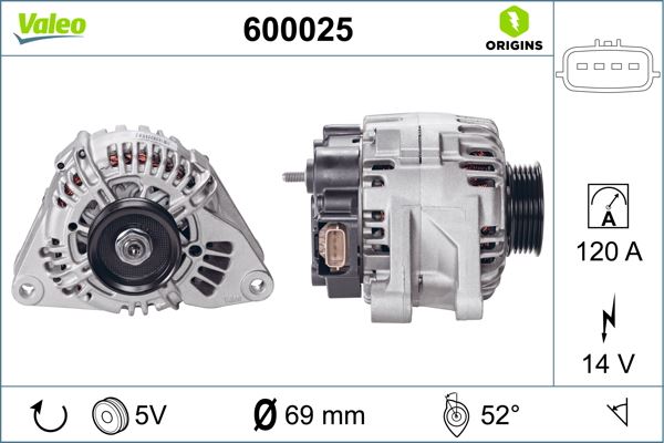 VALEO 600025 Alternatör Kia Sorento