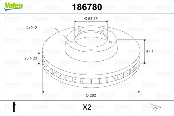 VALEO 186780 Ön Fren Diski Hava Kanalli Honda Accord 1.8l F18b2 Cg8 Euro 99-02 282 Çap X 4 Bijon - Takım Disk Fiyatıdır