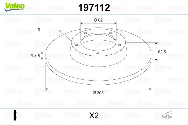 VALEO 197112 Arka Fren Diski Dolu Tip Toyota Rav4 2.0l 1az-Fe Aca21 01-05 303 Çap X 5 Bijon - Takım Disk Fiya Tıdır