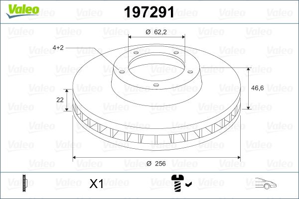 VALEO 197291 Ön Fren Diski Hava Kanalli Hyundai Accent Era 1.5l D4fa Crdi 06-> 1.4l G4ee 06-10 1.6l G4ed 06-10 / İ20 1.2l 1.4l Crdi Dizel 08-> 1.1l Crdi 12-> / Kia Rio 1.4l 1.6l Benzinli 05-> 1.5l D4fa Crdi 06->