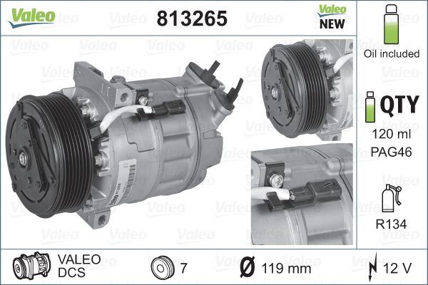 VALEO 813265 Klima Kompresörü Vivaro B 14>19-Movano B 10> Trafic Iii 14>19 Master Iii 10> 1.6dci R9m 2.3dci M9t