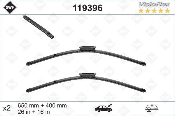VALEO 119396 Swf Visioflex Flat Blade X2 650 400 Mm Citro N C3 New A51 11/09-