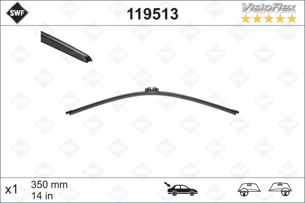 KRG-AT00190 Silecek Seti Arka (Kol+Supurge) 350mm Volvo V70 2008-