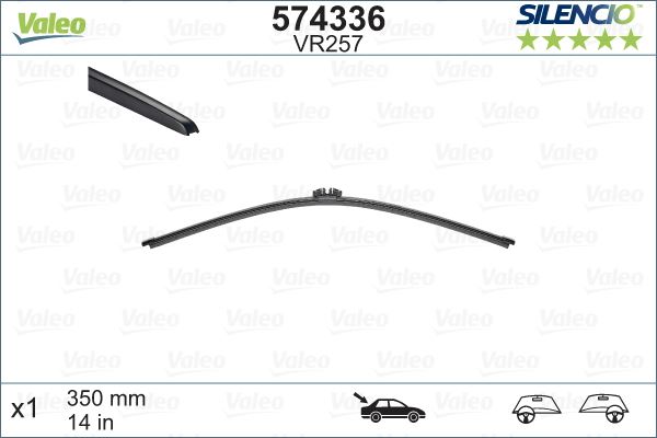 VALEO 574336 Valeo Silencio X-Trm Flat Blade Vm257 X1 350 Mm Arka Volvo V70 Iii; Xc70 Ii