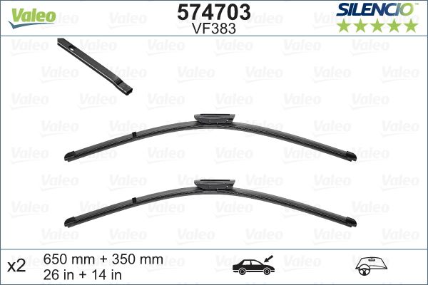 VALEO 574703 Valeo Silencio X-Trm Flat Blade Vm383 X2 650 350 Mm Renault Clio 4