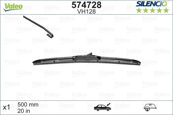 VALEO 574728 Silecek Rüzgarlikli Kia Subaru Suzuki Toyota - Valeo Silencio Hibrid Vm128 X1 500 Mm