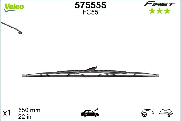 VALEO 575555 Silecek Süpürgesi 55cm X1 Normal Tip First Üniversal