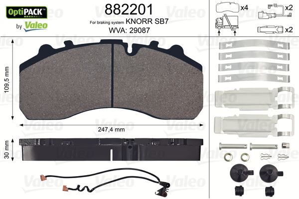 Disk Fren Balatasi Optipack Iveco Eurocargo. Eurostar. Eurotech. Stralis. Trakker 22.5 Tekerlek İçin Sensörlü