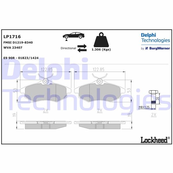 DELPHI LP1716 Ön Fren Balatasi Citroen C2 03>12 C3 02>10 Küçük Tip