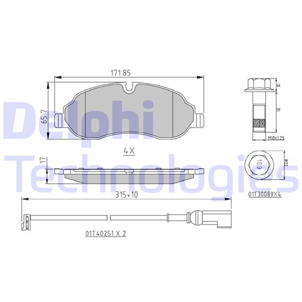 DELPHI LP3136 Ön Fren Balatasi Transit V363 Ttg 14> Çift Teker Fisli