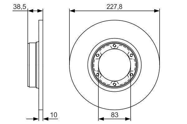 BOSCH 0986479R65 Ön Fren Aynasi R12 -Toros R5 (75/85) (227.5x10x6dl)