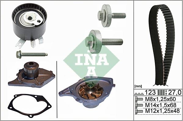INA 530019730 Su Pompali Triger Seti 123 Dis 27mm Clio Ii 01>06 Megane Ii 04> Kango 01> Micra Iii 04> Duster 10> 1.5 Dci K9k Euro 3 Euro 4