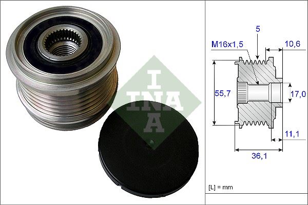 INA 535016110 Alternatör Kasnaği Volvo S40 2.4 T5 04-12 C30 2.4 T5 06-12 C70 2.4 T5 06-09 V40 13 > V50 07>