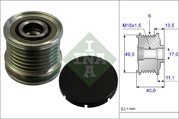INA 535016610 Alternatör Kasnaği P207 07>12 P308 07>14 P508 10>18 P3008 09>16 P5008 09>17 Rzc 10>15 Partner- Berli Ngo 10>16 C4 08> C5 09> Ds3 10>15 Ds4 11>15 Ds5 11>15 1.6 Thp-Vti Mini R55 R56>R60 R61
