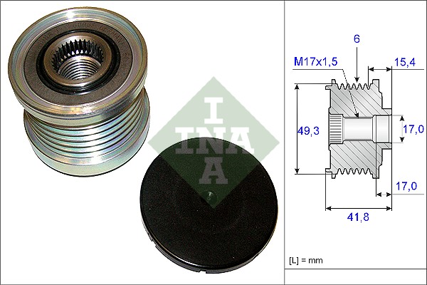 INA 535019310 Alternatör Şarj Dinamo Kasnaği Grandland-P207-P208-P308-P508-P3008-P5008-Partner Tepee-Berlingo-C3 -C4-C5-Ds3-Ds4 1.6 Vti-Thp Mini Cooper 06 > 6 Kanal