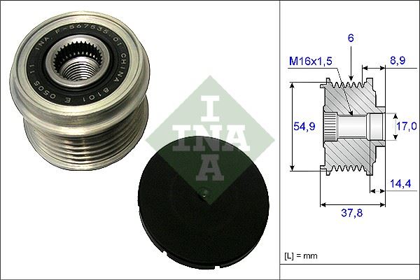 INA 535021710 Alternatör Gergi Rulmani 6 Kanalli Santa Fe-Ix35-Sorento 09-15