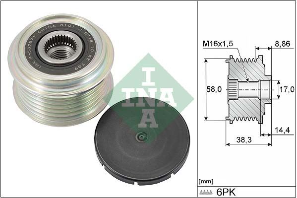 INA 535029610 Alternatör Kasnaği Rulmanli Hyundai Elantra Vi-Kona-I10 Iii-I20-Ii-I30 1.6-1.0 T-Gdi-1.0 Mpi-1.2 M
