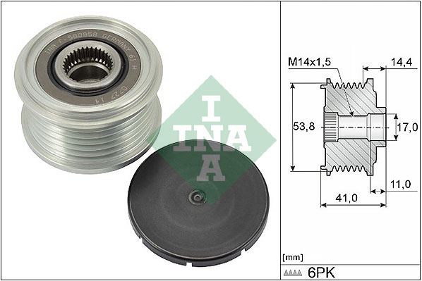INA 535030410 Alternatör Kasnaği Berlingo-C-Elysee-C3-C4-Jumpy-Astra L-Combo E-Vivaro C-Zafira-Proace City-Ds3- Ds7-2008-3008-208-301-308-508-Expert-Partner-Rifter 1.2 Puretech 1.5 Bluehdi