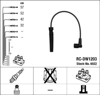 ZIW1000 Buji Kablosu Takim Chevrolet Lacetti 1.4i 16v (F14d3) 2006-2012/ Lacetti 1.6i 16v (F16d3) 2006-2012/ Daewoo Nubira 1.6i 16v (F16d3) 2003-2005