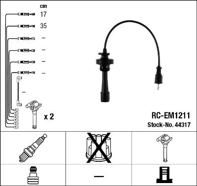 NGK 44317 Buji Kablosu Mitsubishi Outlander 2.0l 4g63 Dohc Cu2w 02-06 - 2 Kablolu Set