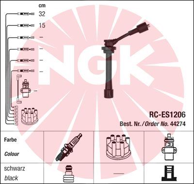 NGK 44274 Buji Kablosu Suzuki Grand Vitara 1.6l G16b Sq416 3 Kapı 04-05 Kısa Pipo / Super Carry 1.3l G13b Ga 413 99-> - 2 Kablolu Set Rc-Es1206