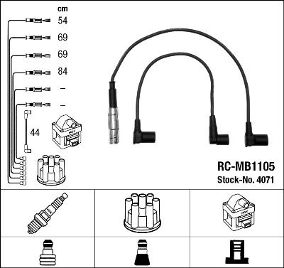 NGK 4071 Atesleme Kablosu Seti Mercedes M102 M111 W201 W123 C123 W124 C124