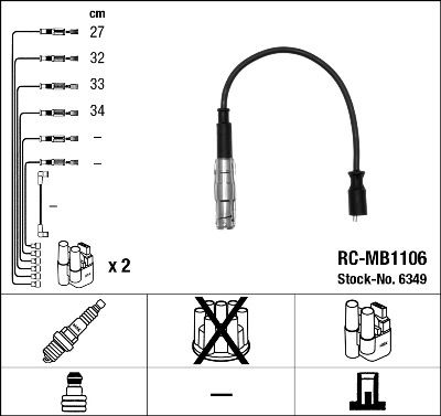 NGK 6349 Atesleme Kablosu Seti Mercedes M266 W169 W245