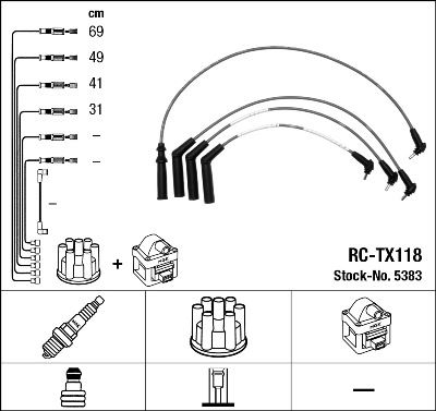 ZIW1107 Buji Kablosu Takim Toyota Corolla (_E10_) 1.3 12v (2e) 1992-1997 / Corolla (_E11_) 1.3i 12v (2e) 1997-2002