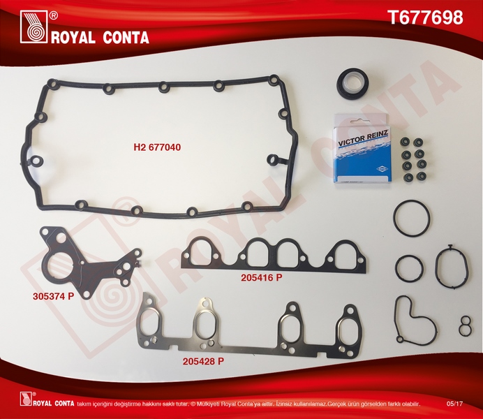 ROYAL T677698 Üst Takim Conta Bora-Caddyiii-Golf4-5 Passat-Polo-T5 1.9 Tdi Asz Bxe Avf Avb Awx Axb Bjb Bxe Bdj