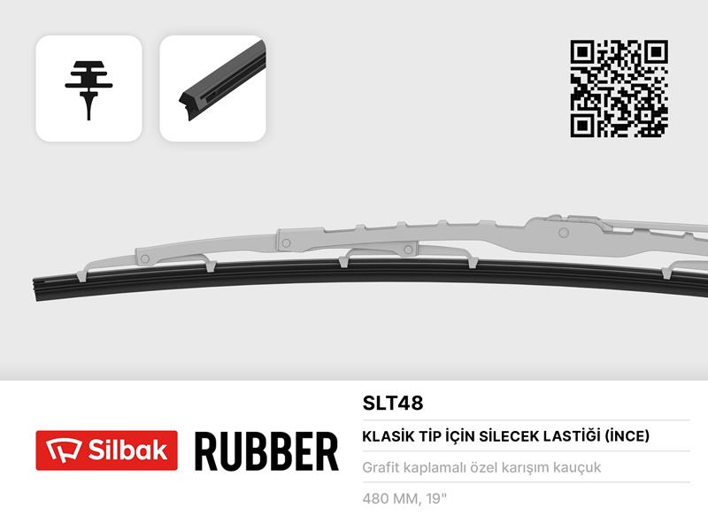 SILBAK SLT48 Silecek Lastiği 480mm Telli Tip Sileceklere Uygun Lastik - Uno On Cam Orjinal Lastigi
