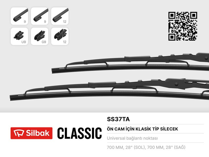 SILBAK SS37TA Silecek Süpürgesi 700mm Üniversal Cargo Ym 07> Scania 124-144-R420-94.310-Mercedes Actros-Renault Ma Gnum 98> Pimli Dizayn