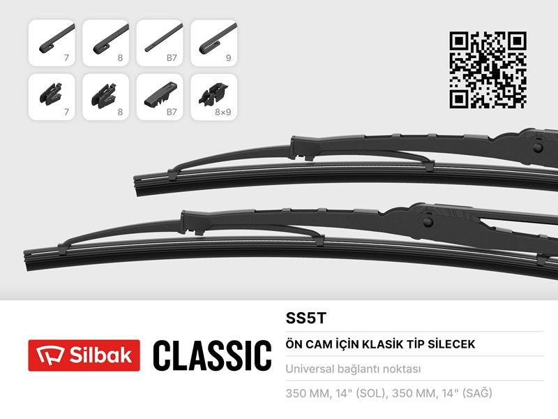 SILBAK SS5T Silecek Süpürgesi 340mm M124-Serce-Skoda-Anadol-As250-400-900-Bmc Tm135-140