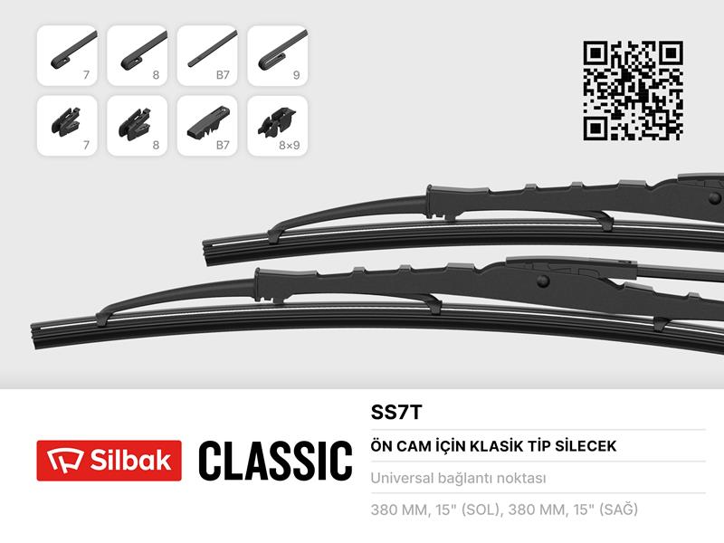 SILBAK SS7T Silecek Süpürgesi 380mm R12-M131-Tm30-1340- Dogan-Kartal-Sahin