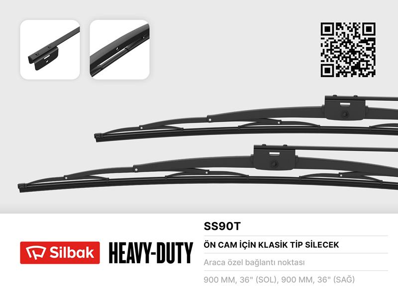 SILBAK SS90T Silecek Süpürgesi 900mm Otobus Vidali Tip Bmc 750s O8-Temsa Powerbus 08> Cobra 272 08> Mitsubishi Pr Estij