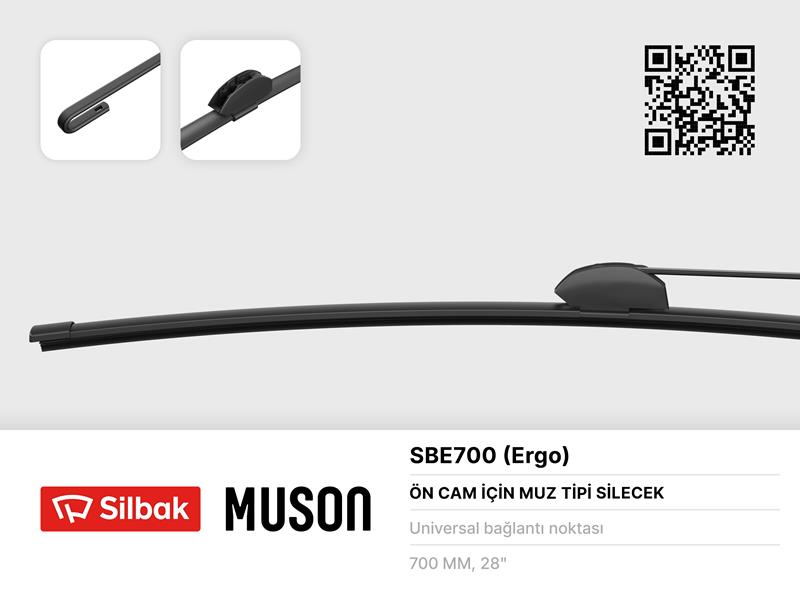 SILBAK SBE700 Silecek Süpürgesi Muz Tipi 700mm Üniversal Kancali Ergonomik