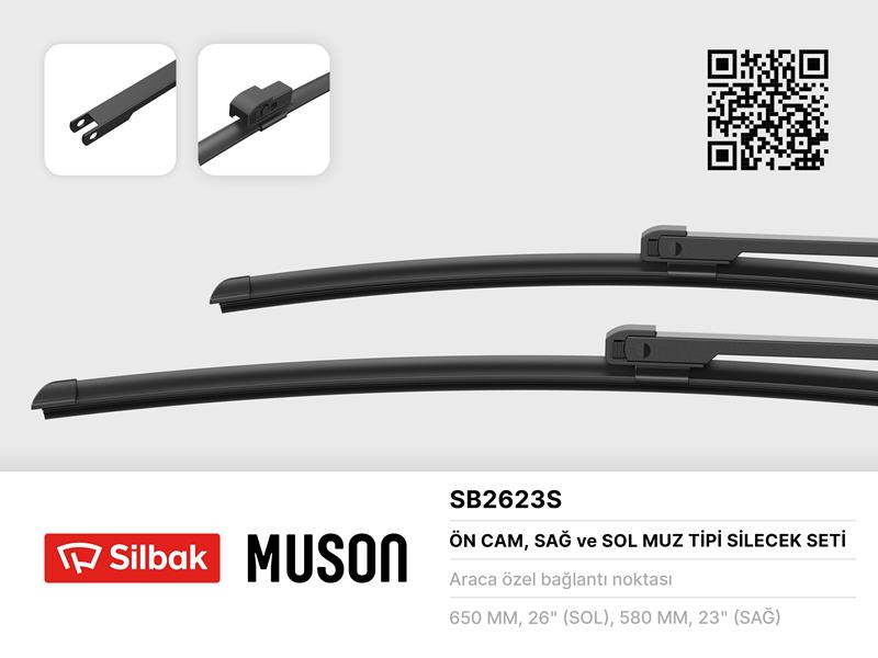 SILBAK SB2623S Silecek Süpürgesi 650/580mm Muz Tipi Bmw 5 Serisi E39 Ozel Dizayn