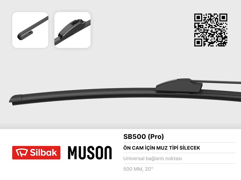 SILBAK SB500 Silecek Süpürgesi 500mm Muz Tipi Üniversal