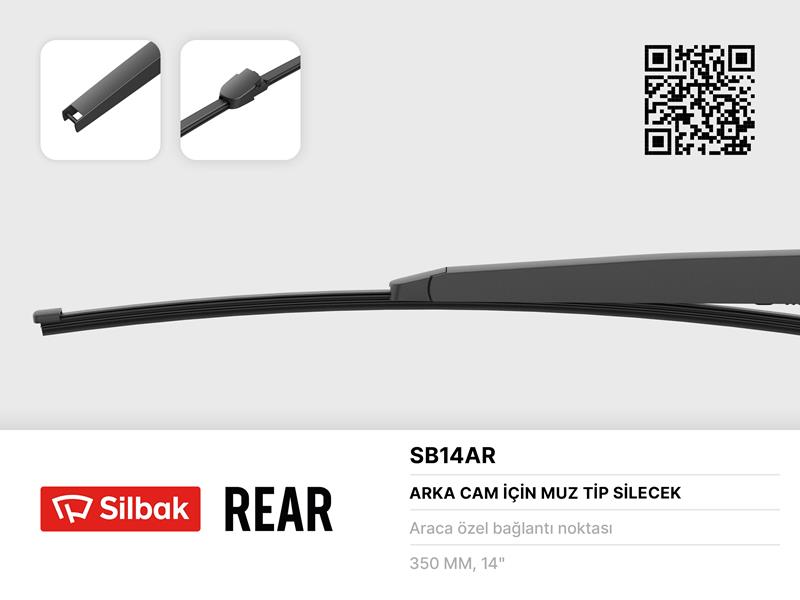 SILBAK SB14AR Silecek Süpürgesi Arka Muz Tipi 355mm Roomster/Pratik 06>Golf Iv 03>Polo 02>