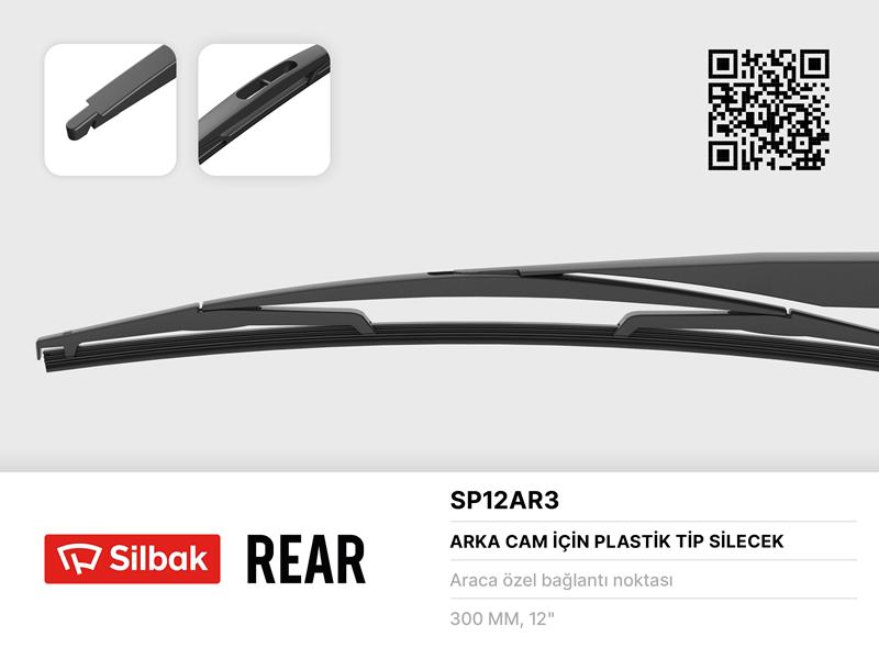 SILBAK SP12AR3 Silecek Süpürgesi Arka Plastik Tip 300mm C1-Nitro-P107-Twingo-Aygo-Yaris P1