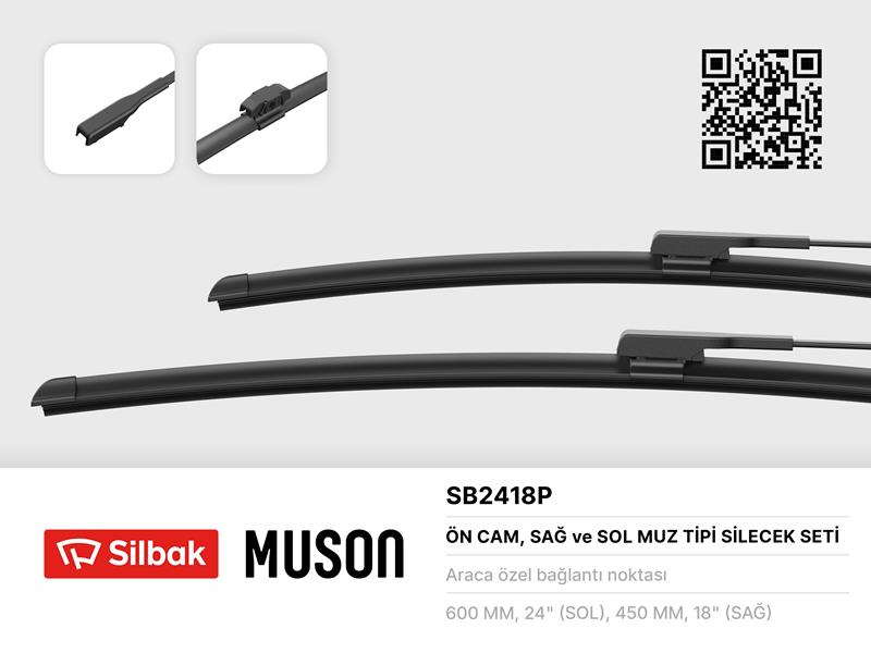 SILBAK SB2418P Silecek Süpürgesi 600/450mm Muz Tipi Duster 12/16