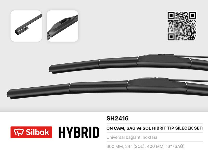 SILBAK SH2416 Silecek Süpürgesi 600/400mm Muz Tipi İ20 01/09 Skywell Et-5 10-20 Hyundai I10 Ac3 09-19 Toyota Yaris Cross Mxp 09-20