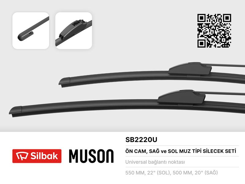 SILBAK SB2220U Silecek Süpürgesi 550/500mm Muz Tipi Logan Ii-Sandero L8 08/12-03/15